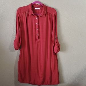 Kenneth Cole Reaction Rust Shirt Dress